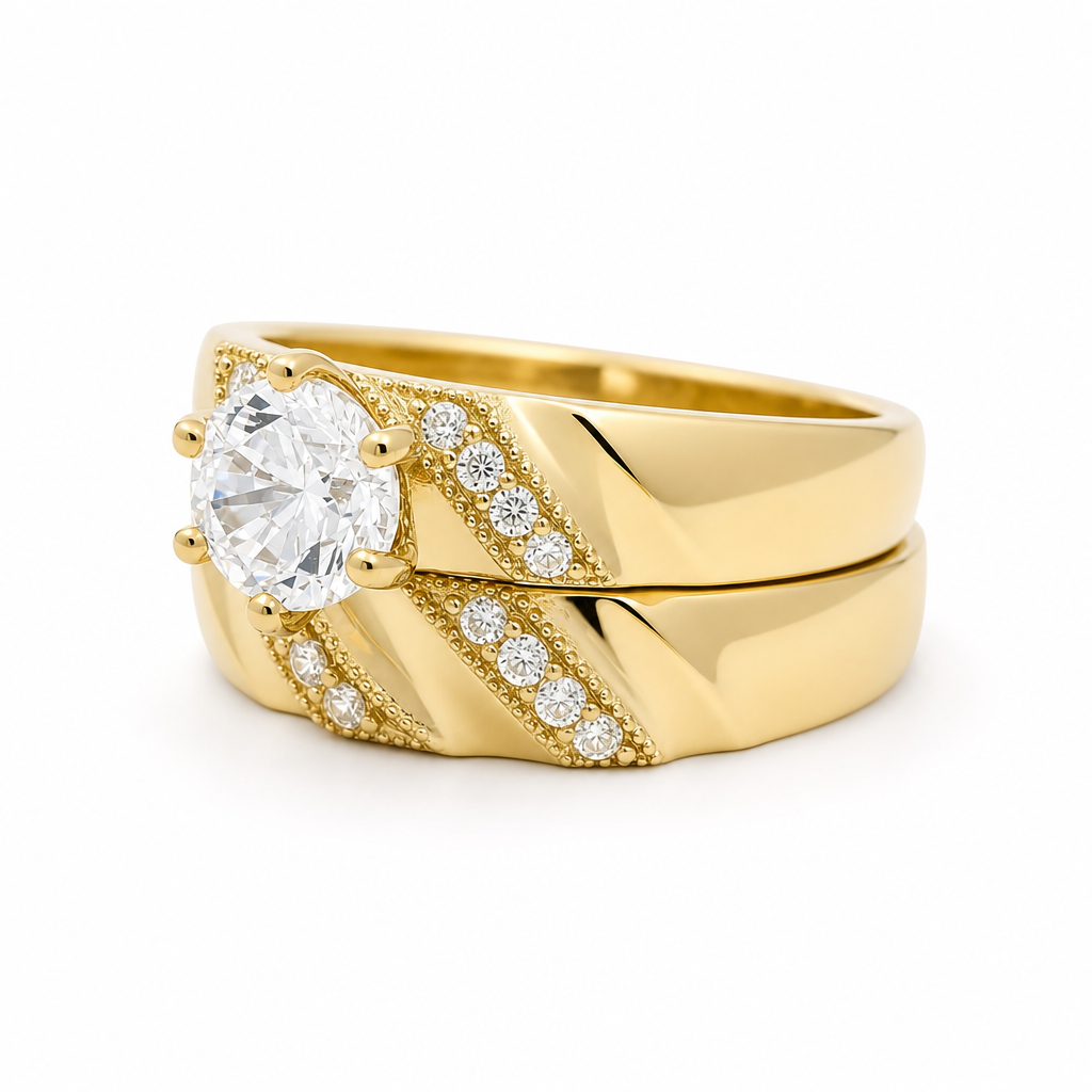 14K Yellow Gold Women’s Bridal Set / Stone: Cz / Size: 7.25 / Weight: 4.3 GR / KEEWR4BS-38