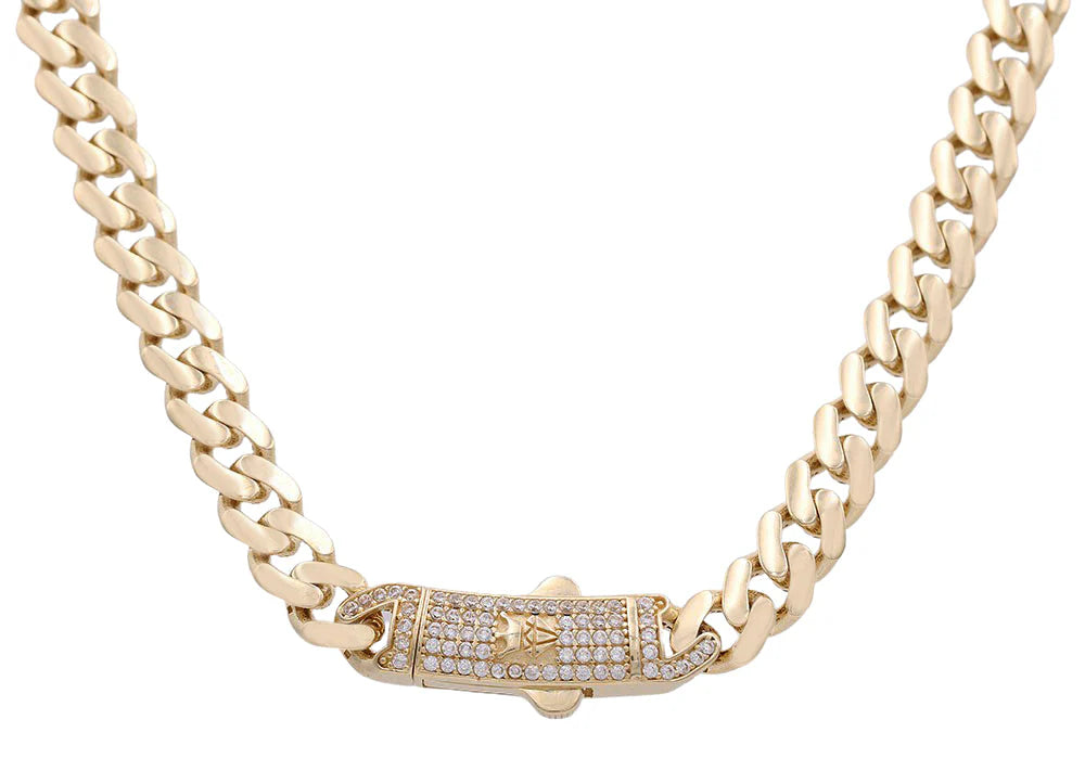 14K Yellow Gold Monaco Semisolid Chain / Stone: Cz / Size: 11mm 24" / Weight: 50gr / COCH4MON11-24