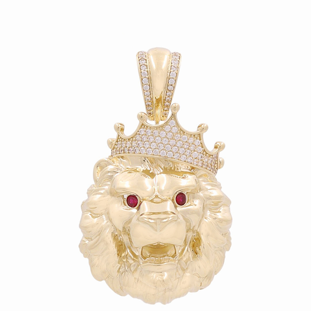 10K Yellow Gold Lion Head Pendant with Cz / Weight: 12.1 GR / WP-170