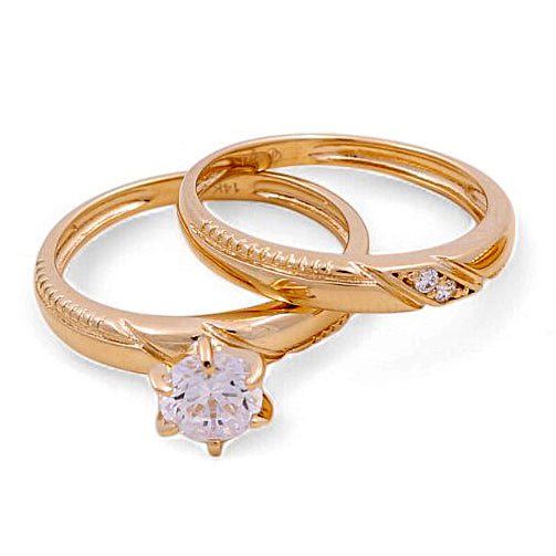 14K Yellow Gold Woman’s Bridal Set / Stone: Cz / Size: 6.5 / Weight: 4.1 GR / KEEWR4BS-7