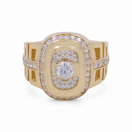 14K Yellow Gold Men’s Fashion Ring / CZ / Size 9.5 / Weight: 7.6 GR / COMR4FS-4
