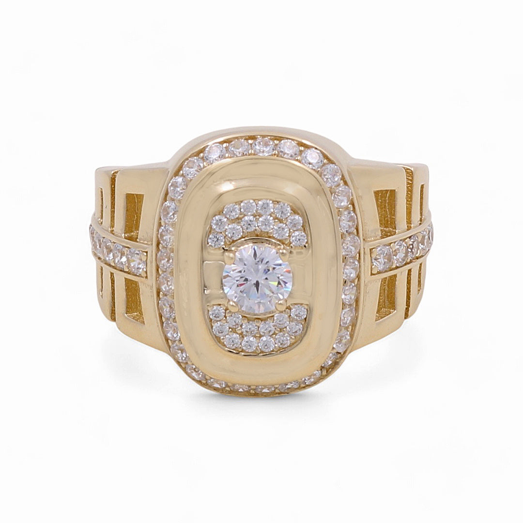 14K Yellow Gold Men’s Fashion Ring / CZ / Size 10.5 / Weight: 7.8 GR / COMR4FS-4