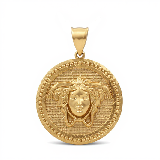 10K Yellow Gold Medusa's Medal Pendant with Diamond Cut / Weight: 5.1 GR / BCAPD0VS-2
