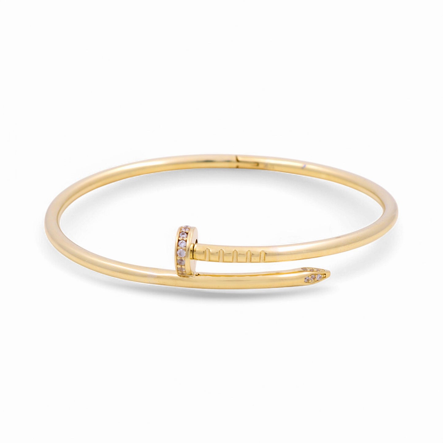 10K Yellow Gold Semisolid Adjustable Nail Women’s Bangle Bracelet / Weight: 8.2 GR / CPBB0NL-1