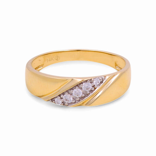 14K Yellow Gold Men’s Wedding Band / Stone: Cz / Size:10 / Weight: 2.7 GR / KEEMWB4BS-12