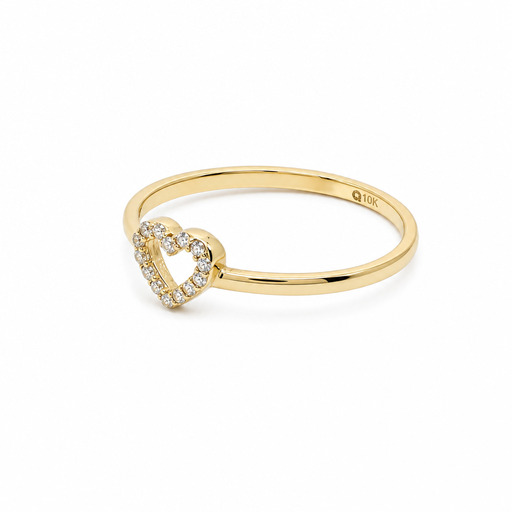 10K Yellow Gold Heart Women's Ring / Size: sz7 / Stone: Cz / Weight: 0.9 GR / DQWR0HR-31