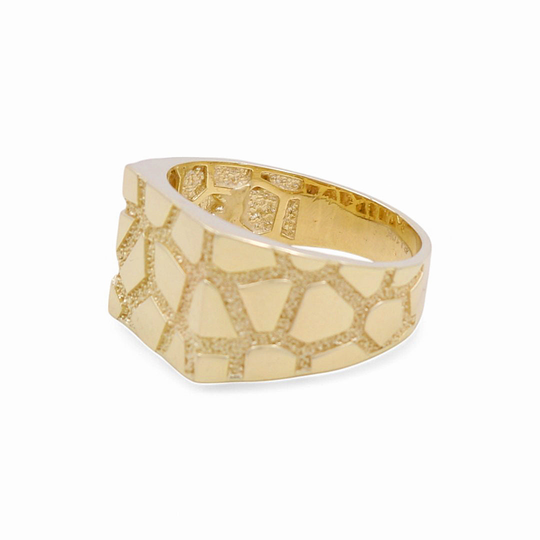 14K Yellow Gold SQ Nugget Men's Ring / Size: 11.5 / Weight: 6.5 GR / DQMR4FS-3