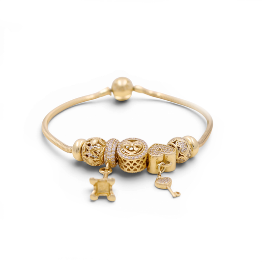 14K Yellow Gold Women's Bracelet With Charms / Size: 7.5" / Weight: 17.3 GR / CPWB4PN