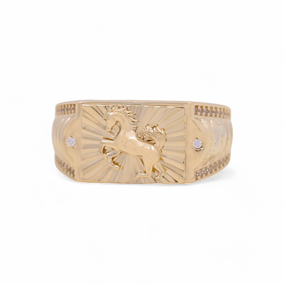 14K Yellow Gold Men’s Horse  Fashion Ring / Size 10/ 6.4gr COMR4FS-34