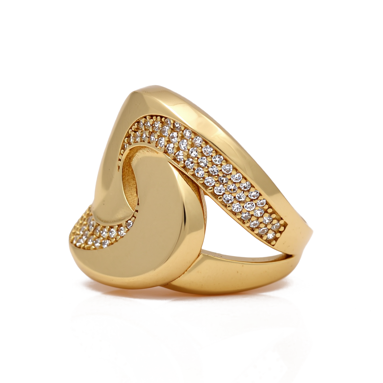 10K Yellow Gold Fashion Women's Ring with CZ / Size: 7 / Weight: 3.8 GR / Y25-974