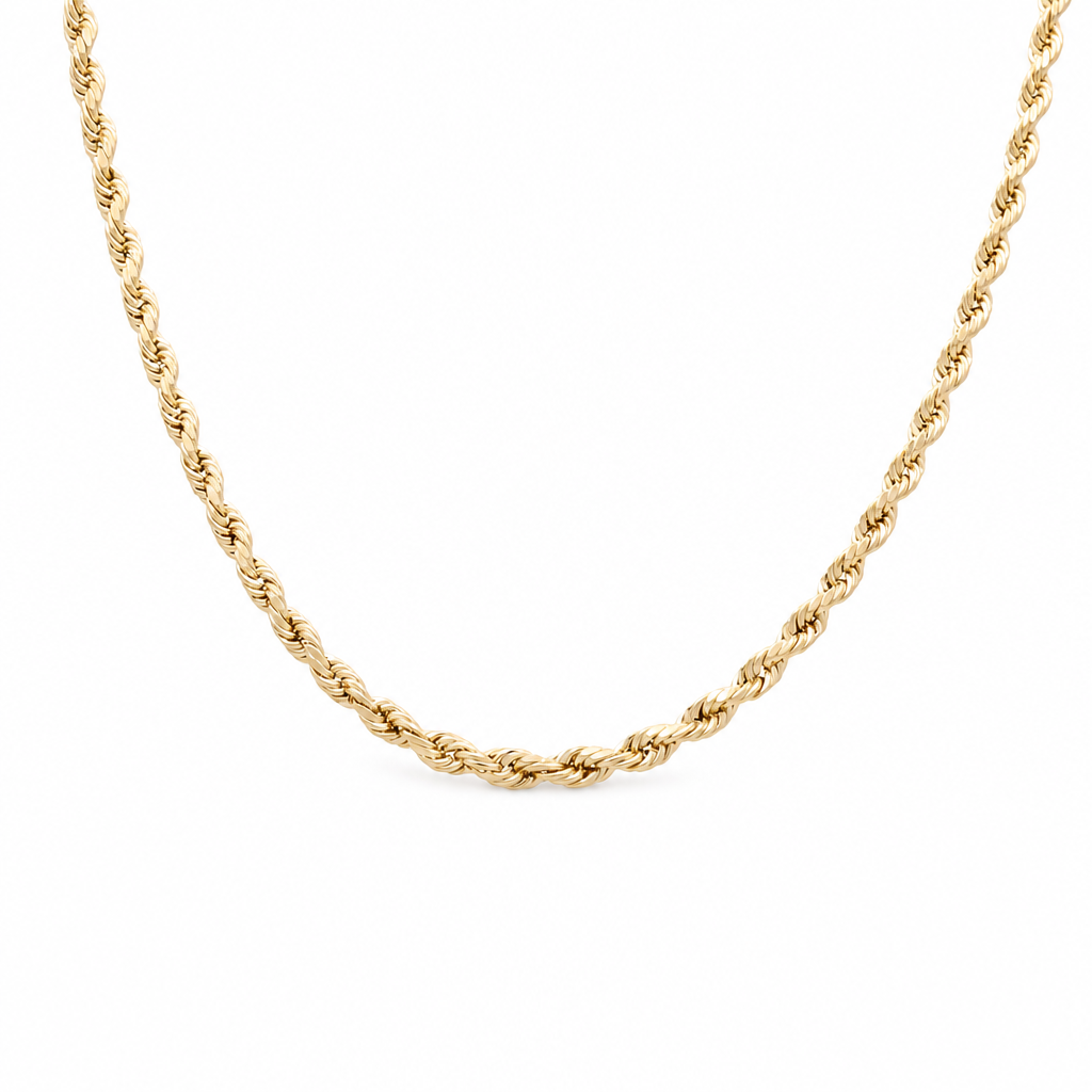 14K Yellow Gold Semisolid Rope Chain / Size: 20" 4mm / Weight: 10.5 GR / 768-20050