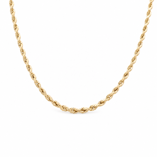 14K Yellow Gold Semisolid Rope Chain / Size: 20" 4mm / Weight: 10.4 GR / 768-20050