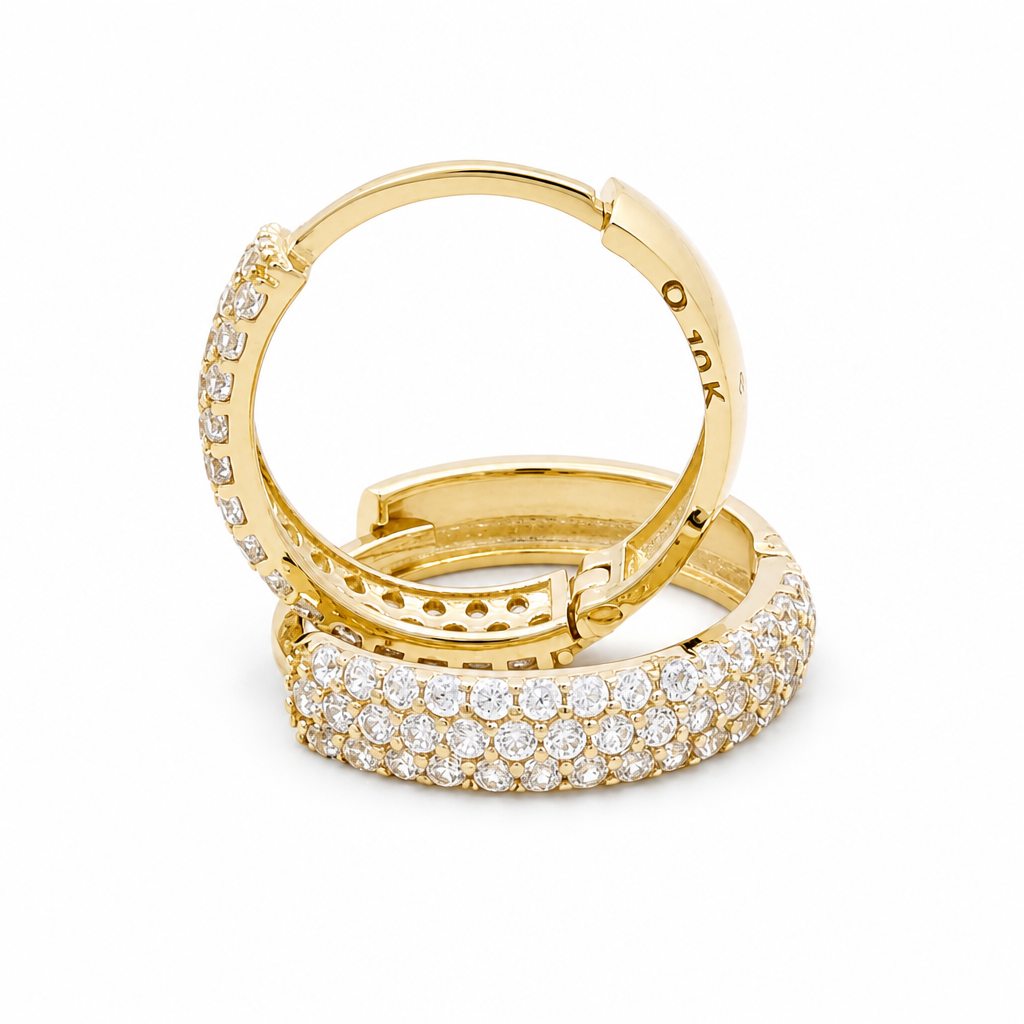10K Yellow Gold Fashion Hoops Earring / Size: 3mmx13mm / Weight: 1.7GR / DQEH0FS3X13