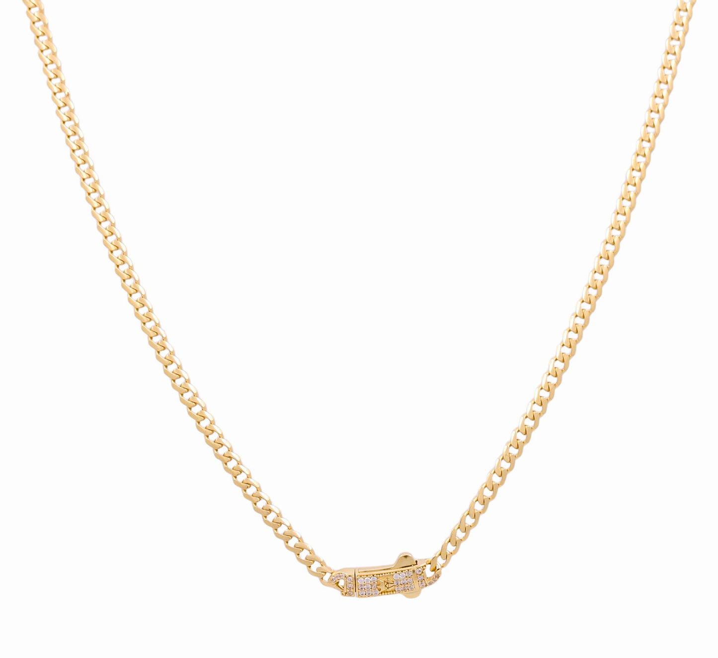 14K Yellow Gold Monaco Semisolid Chain / Stone: Cz / Size: 4mm 18" / Weight: 10.6 GR / COCH4MON4-18