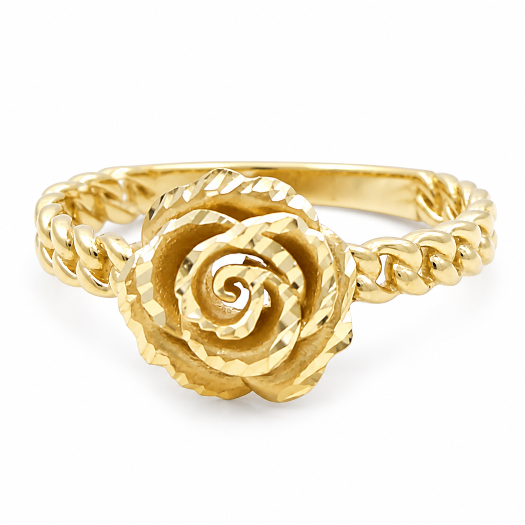 10K Yellow Gold Fashion Rose Women's Ring / Size:7 / Weight: 2.0 GR / DQWR0FS-112