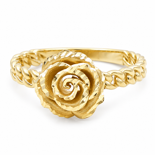 10K Yellow Gold Fashion Rose Women's Ring / Size:7 / Weight: 2.0 GR / DQWR0FS-112