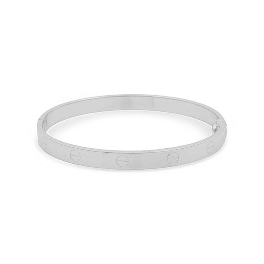 14K White Gold Fashion SemiSolid Bangle CT Bracelet / Weight: 9.4 GR / DPBB4CT-3