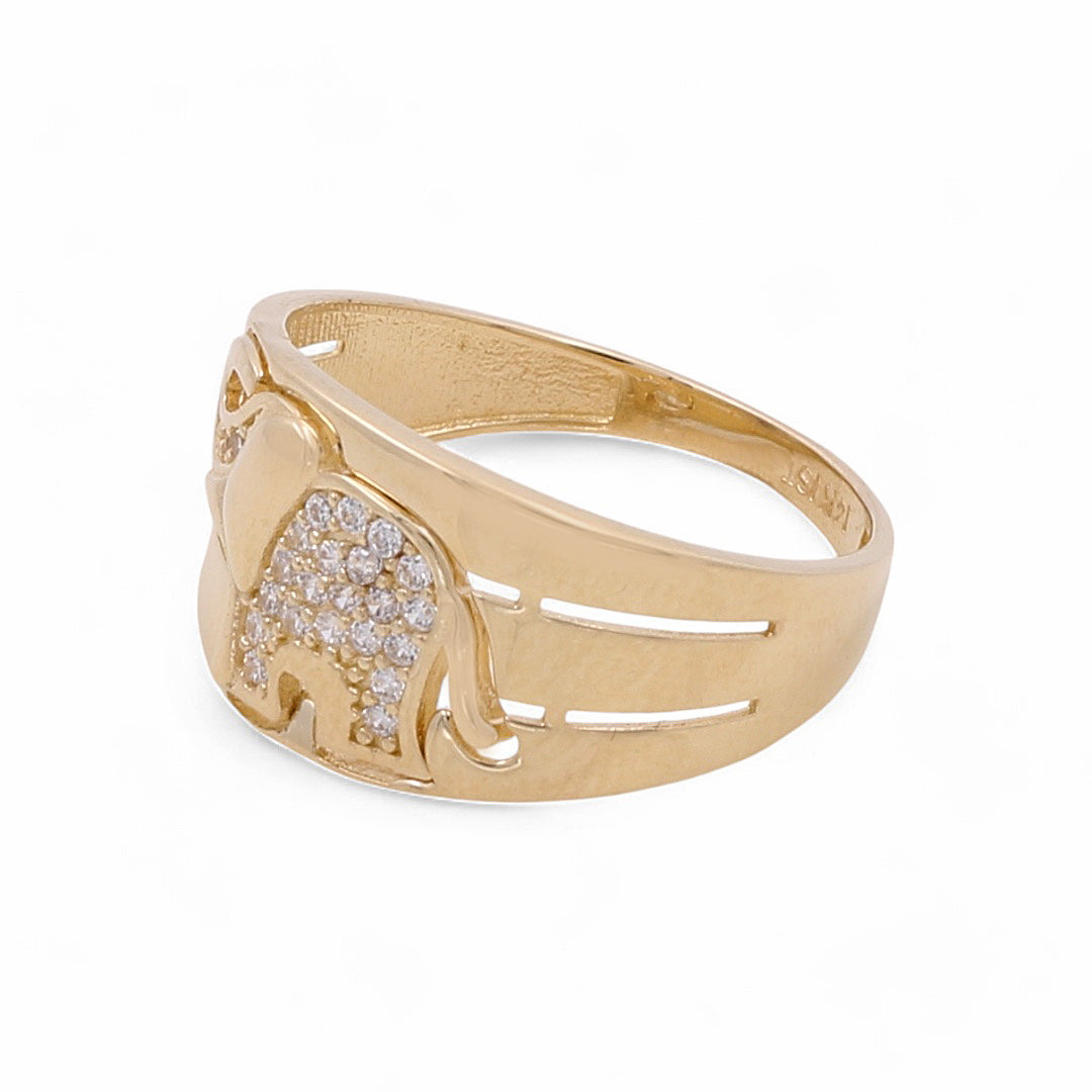 14K Yellow Gold Elephant Women's Ring / CZ / Size: 8 / COWR4HP