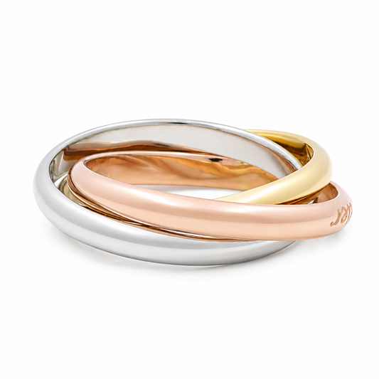 14K Yellow, White and Rose Gold Triple Women's Ring / Size: 8 / Weight: 4.1 GR / DQWR3T4FS-1