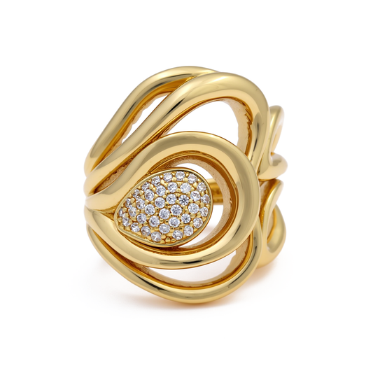 10K Yellow Gold Fashion Women's Ring with CZ / Size: 7.5 / Weight: 5.2 GR / Y25-300