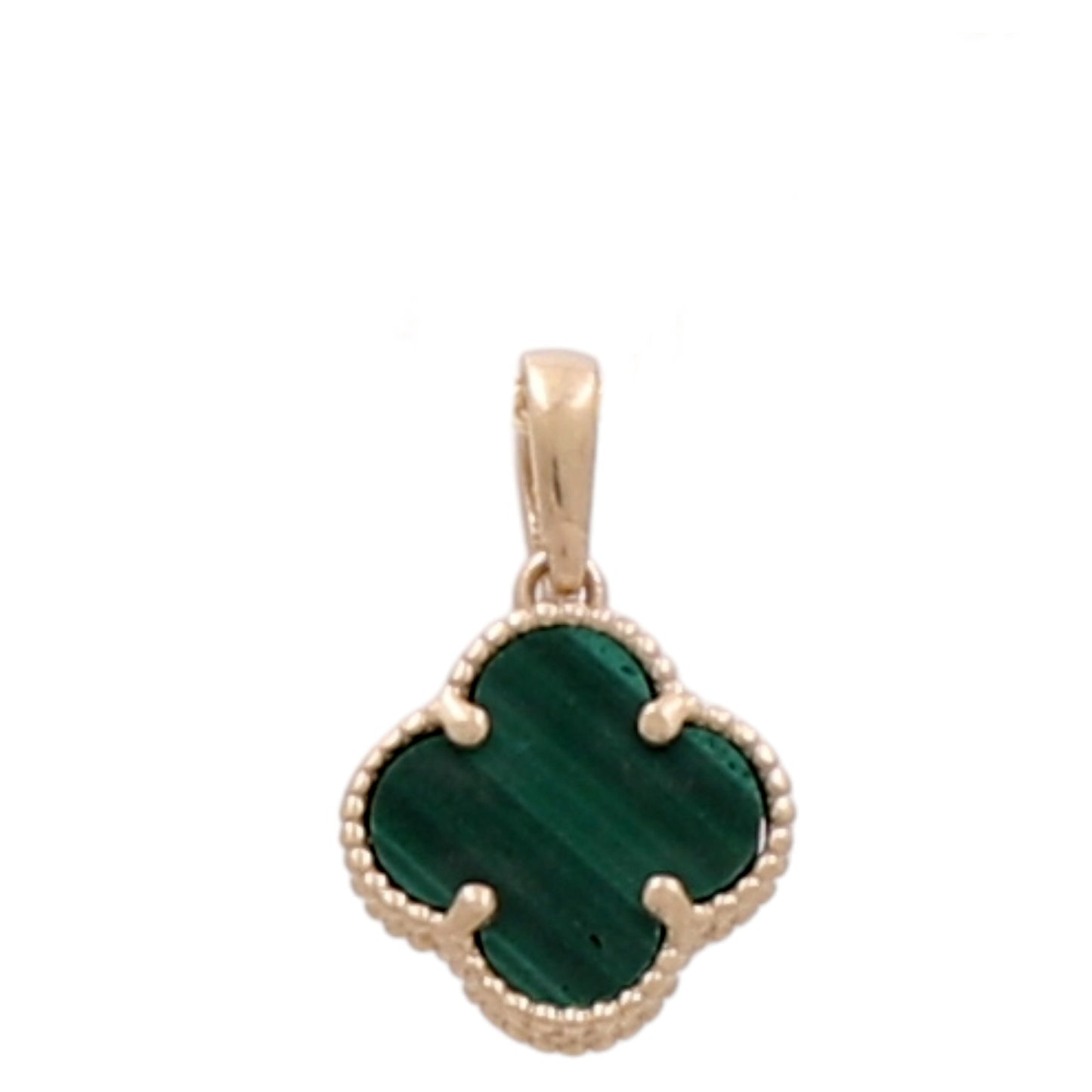 10K Yellow Gold Small Green Clover Pendant / Size: 9.5 MM / Weight: 0.7 GR / BQPD0CLV