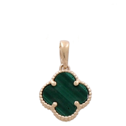 10K Yellow Gold Small Green Clover Pendant / Size: 9.5 MM / Weight: 0.7 GR / BQPD0CLV