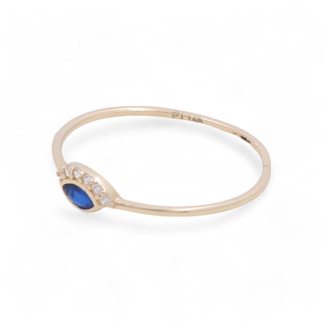 14K Yellow Gold Women’s Blue Stone Ring / CZ /  Weight: 0.6 GR / COWR4FS-114