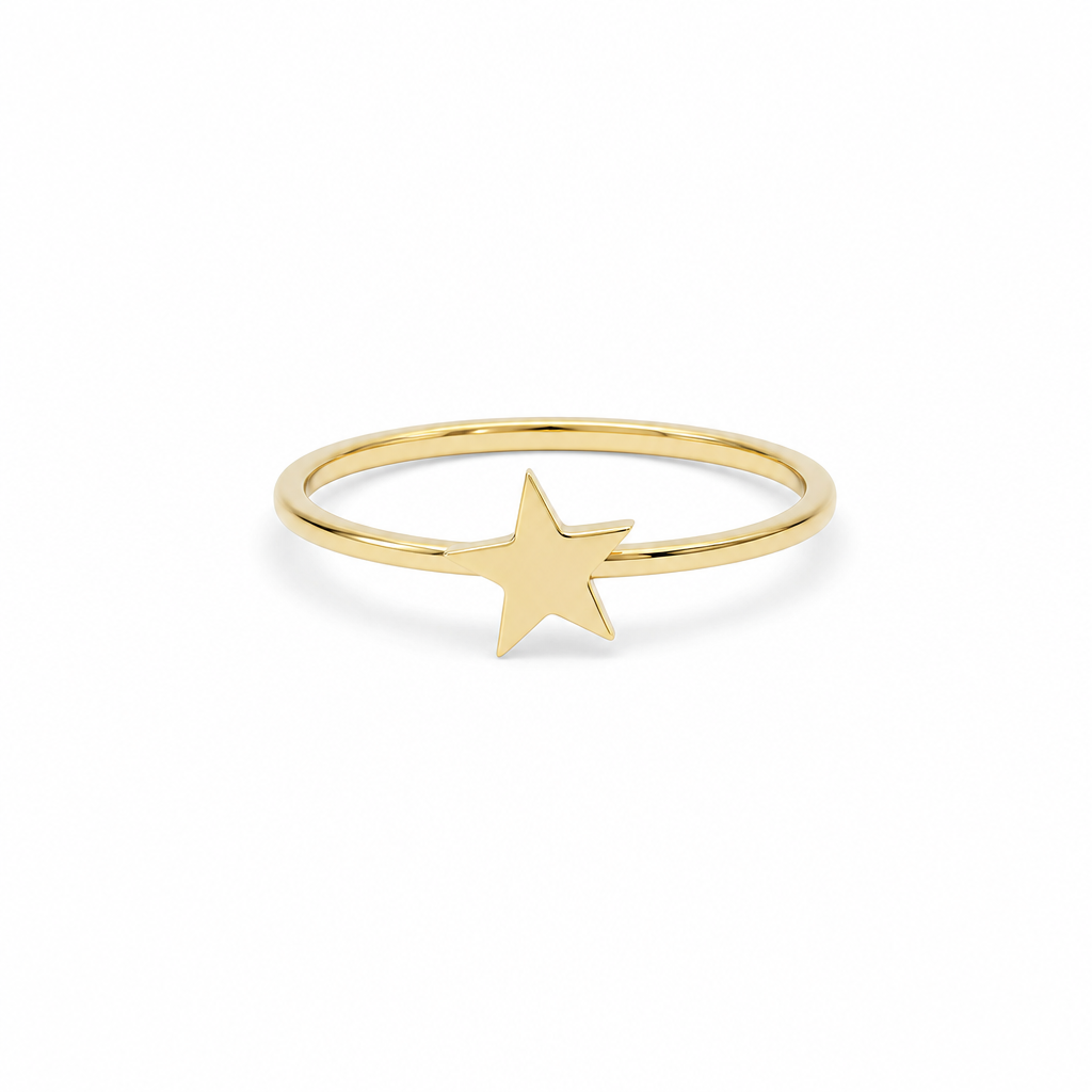 14K Yellow Gold Star Women's Ring / Size: 8 / Weight: 1 GR / DQWR4ST-1