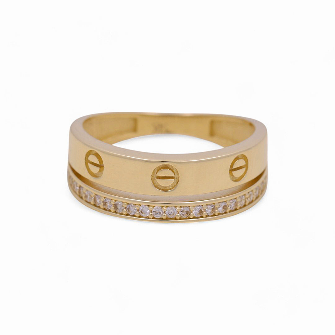 14K Yellow Gold Fashion CT Women's Ring with White Cz / Size: 7 / Weight: 2.5 GR / Y24-65