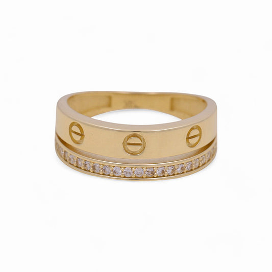 14K Yellow Gold Fashion CT Women's Ring with White Cz / Size: 7 / Weight: 2.5 GR / Y24-65