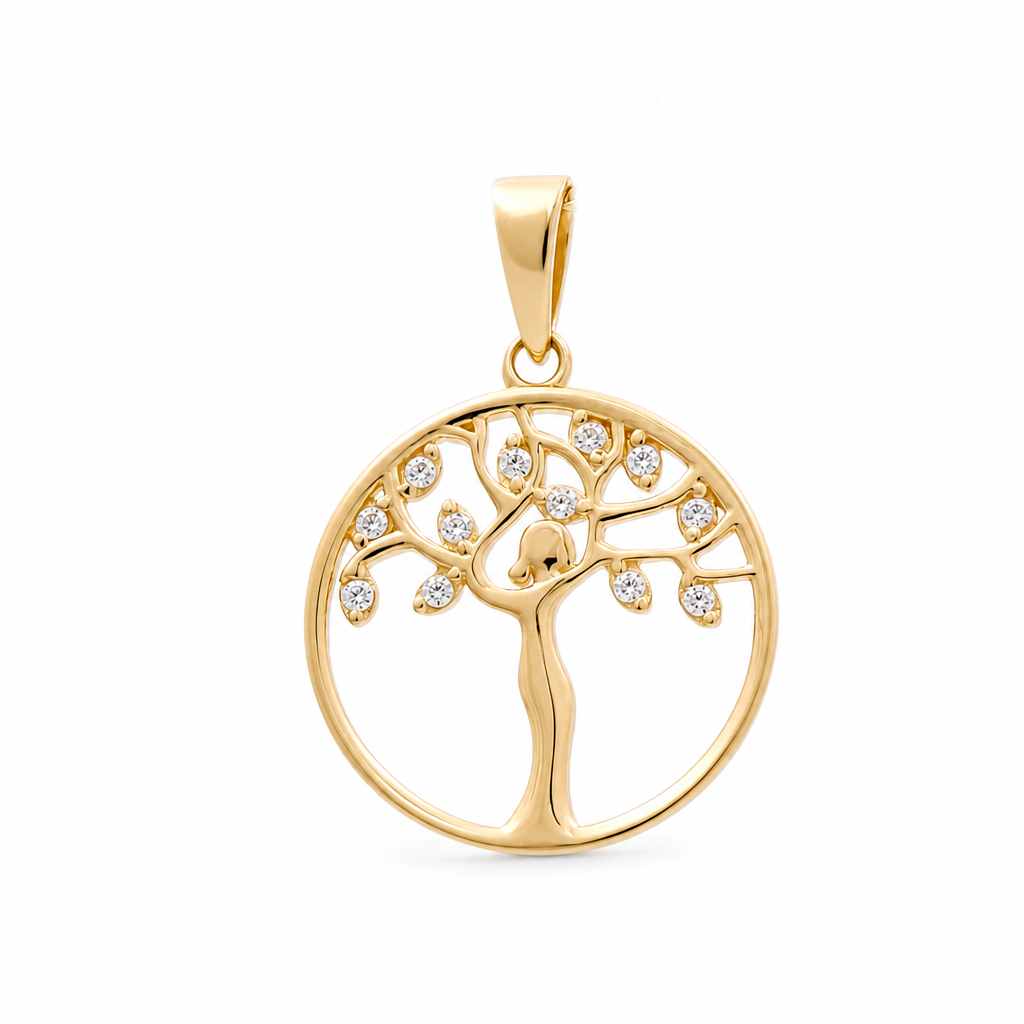 10K Yellow Gold Fashion Tree of Life Pendant / Stone: Cz / Weight: 1.2 GR / DQPD0TL