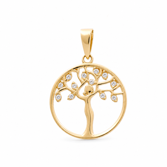 10K Yellow Gold Fashion Tree of Life Pendant / Stone: Cz / Weight: 1.2 GR / DQPD0TL