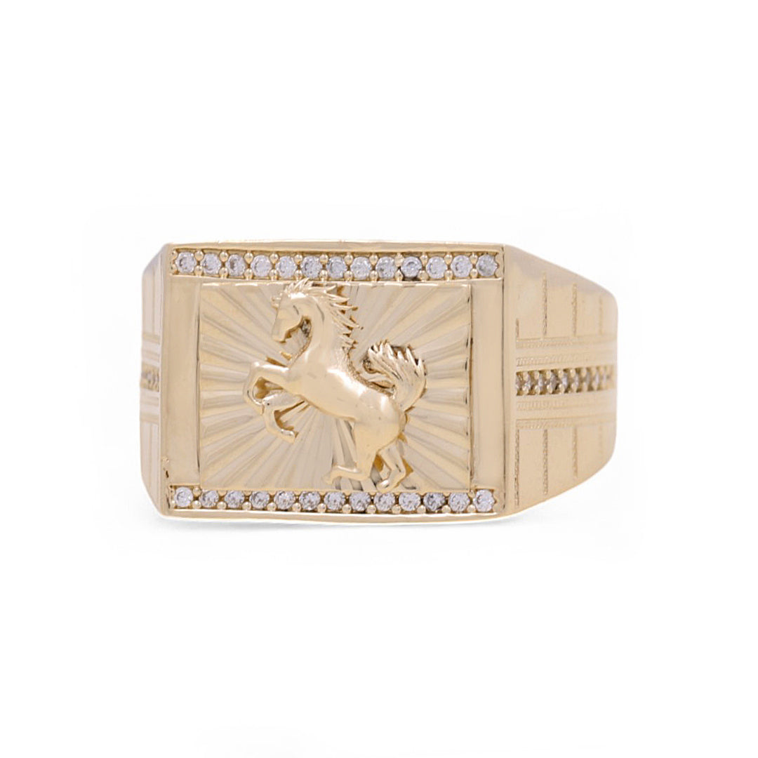14K Yellow Gold Men’s Horse Fashion Ring / Size 11 / Weight: 7.3 GR / COMR4FS-35