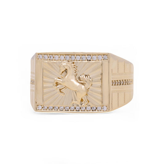 14K Yellow Gold Men’s Horse Fashion Ring / Size 11 / Weight: 7.3 GR / COMR4FS-35