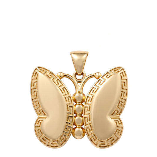 14K Yellow Gold Butterfly Pendant with Greek Design / Size: 22 MM / Weight: 4.5 GR / COPD4BF-2