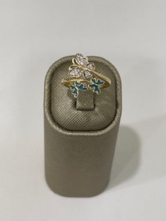 BOWR4BT-3 14k B Cz Weight 2.5gr  Butterfly Women Ring with Cz and Blue light enamel