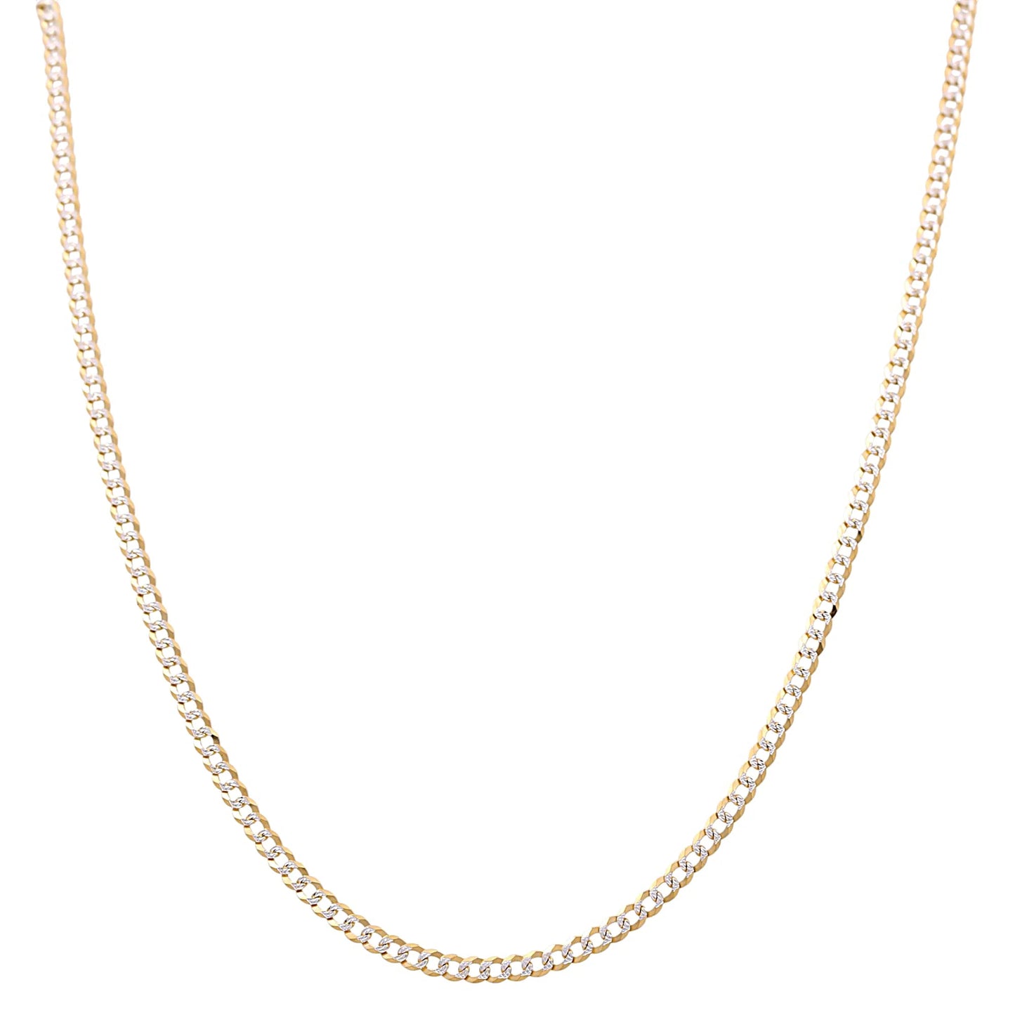 14K  Yellow & White Gold Solid Curb Chain / Size: 5mm-22'' / Weight: 18.9gr / FCEECHTT4CB5-22