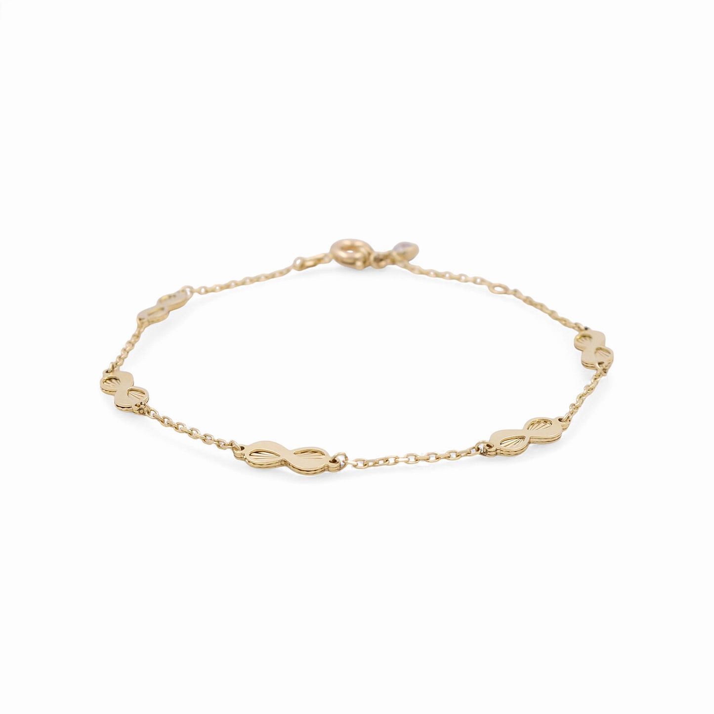 14K Yellow Gold Women's Bracelet with Infinity / Size: 7.5” / Weight: 3.2 GR / DPWB4IF