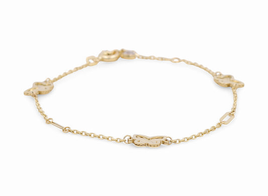 14K Yellow Gold Women's Bracelet with Butterfly / Size: 7” / Weight: 2.7 GR / DPWB4BF-1