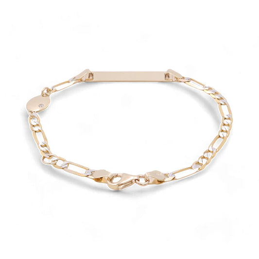 14K Yellow Gold Fashion ID Kids Bracelet with Cz / Size: 6.5” / Weight: 2.9 GR / CSBBTT4-6.5