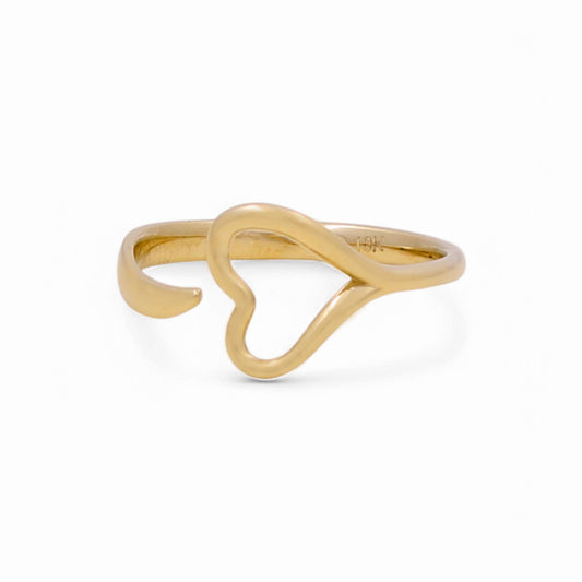 10K Yellow Gold Heart Women's Ring  / Size: 8 / Weight: 1.7 GR / PBR-25