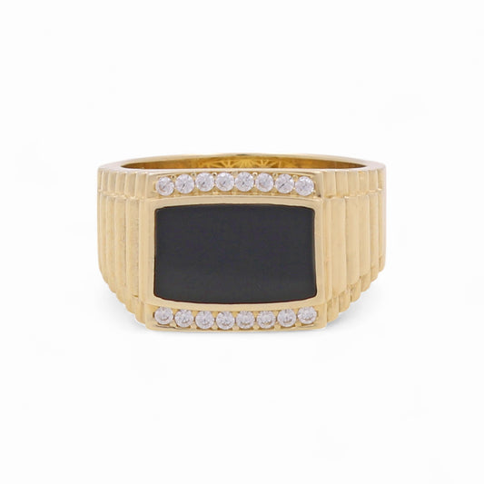 14K Yellow Gold Fashion Men’s Ring with Cz / Size 10 / Weight: 11 GR / DOMR4FS-4
