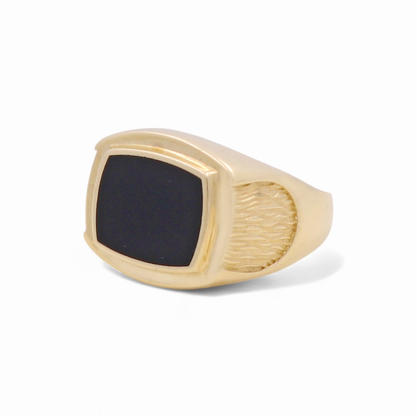 14K Yellow Gold Fashion Men’s Ring with Onix / Size 10 / Weight: 5.6 GR / DOMR4FS-9