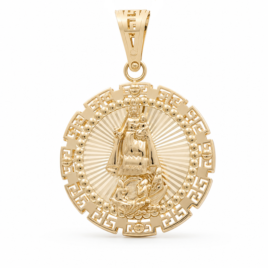 14K Yellow Gold Virgen de la Caridad Medal Pendant / Size: 30mm / Weight: 6.3 GR / 711-00225