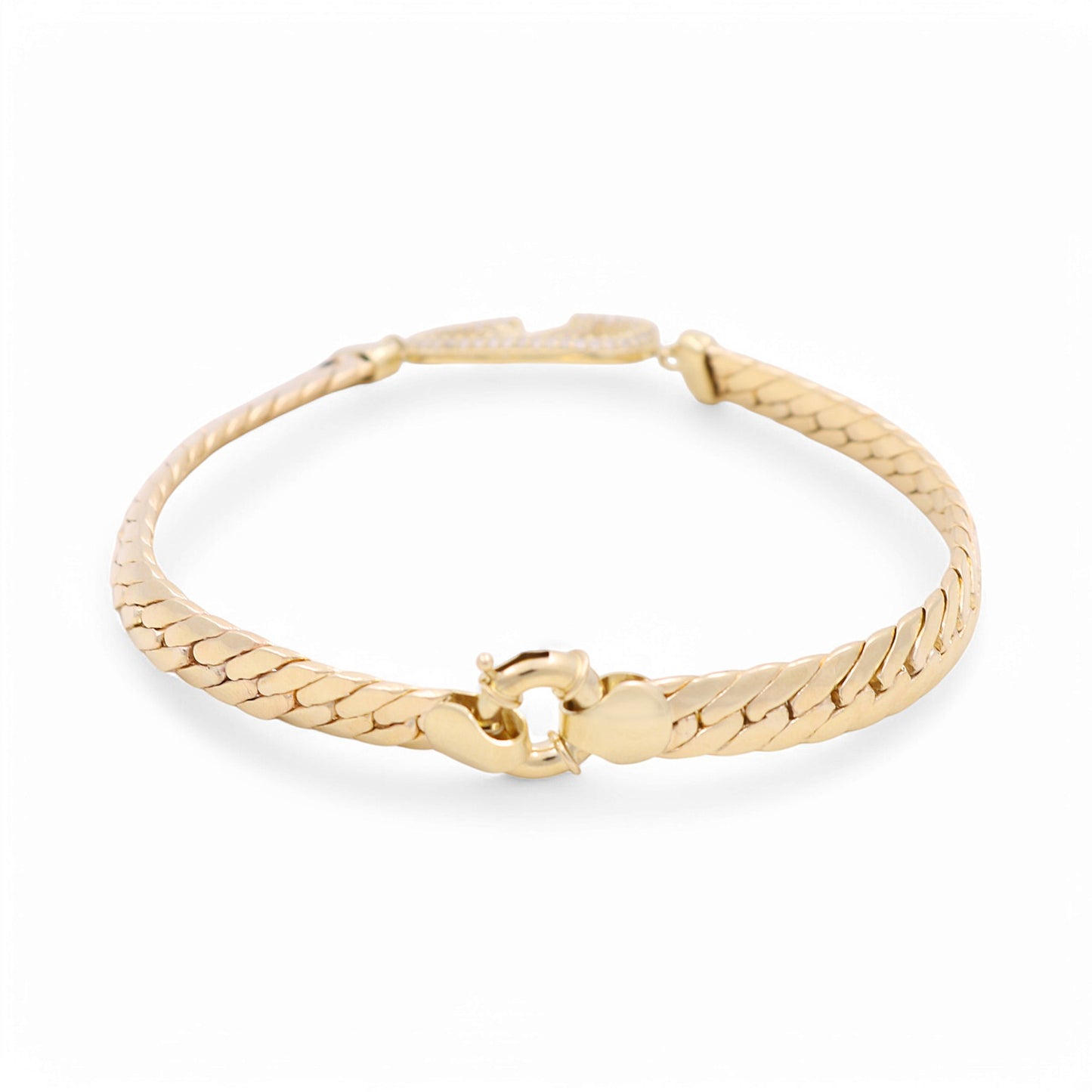 10K Yellow Gold Women's Fashion V Bracelet With Cz / Size: 7.5" / Weight: 7.5 GR / DPWB0V