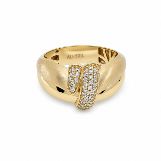 10K Yellow Gold Fashion Women's Ring with Cz Stone / Size: 7.5 / Weight: 3.5 GR / FMR-26