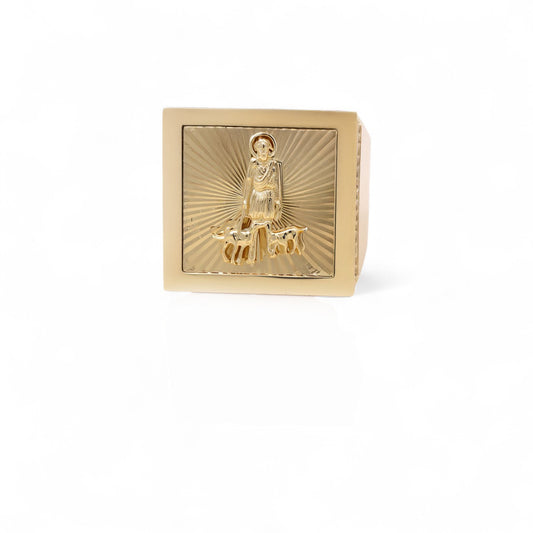 10K Yellow Gold SQ San Lazaro Men's Ring with White Cz / Size: 11 / Weight: 11.7 GR / COMR0SL