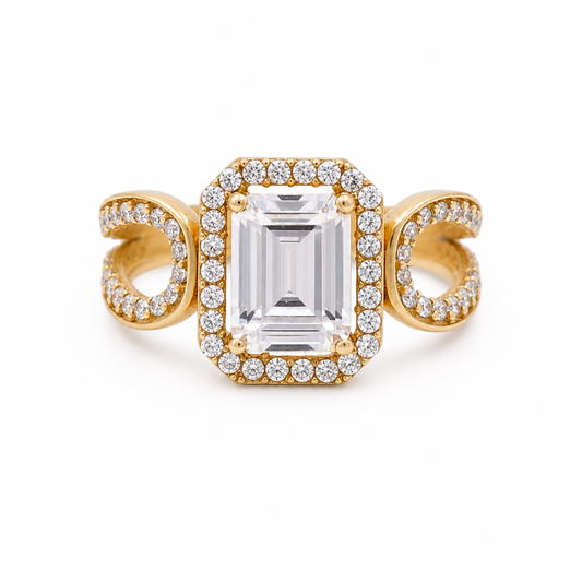 14k Yellow Gold Women's Engagement Ring with Cz Size: 7 / Weight 4.5 GR / BOWR4ER-6