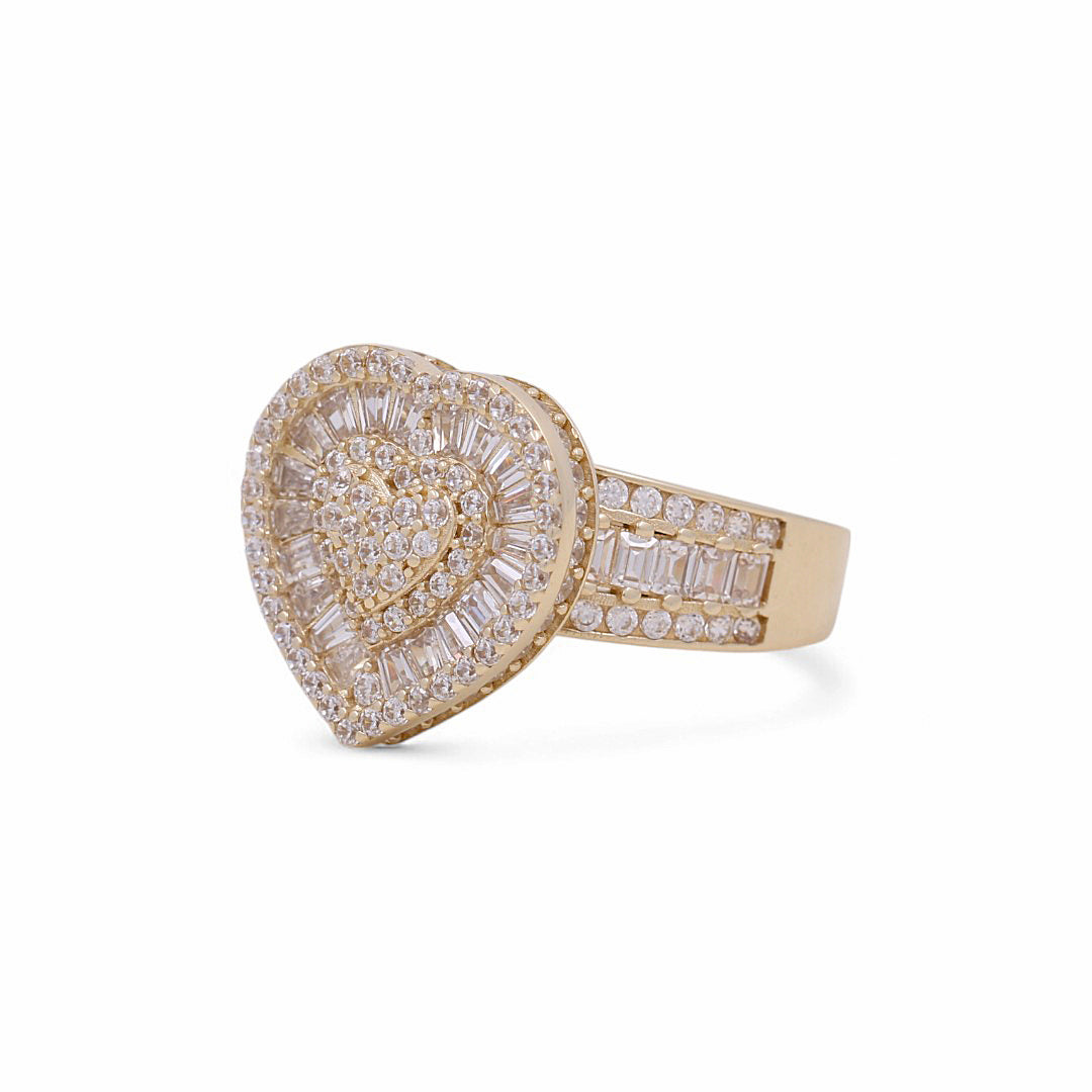 10K Yellow Gold Heart Women's Ring / CZ / Size: 8 / Weight: 3.9 GR / DPWR0HR-2
