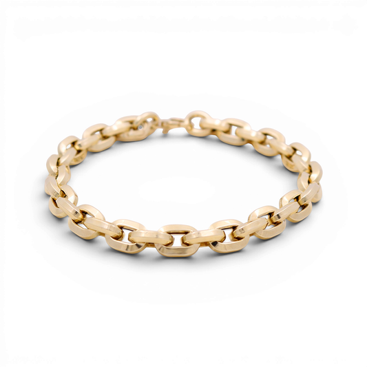 14K Yellow Gold Semisolid Fashion Women's Bracelet/ Size: 8" / Weight: 7.5 GR / ISWB4FS-28